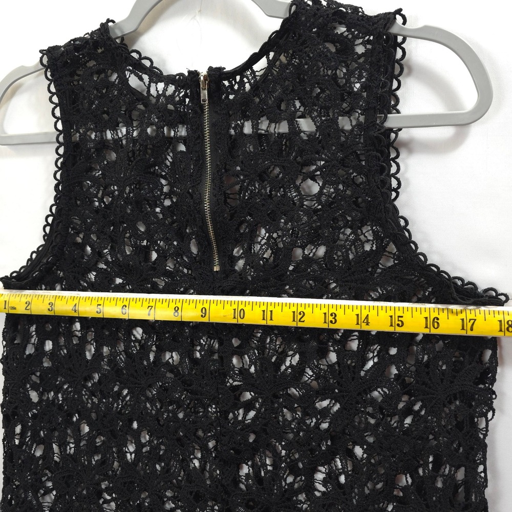 Black Crochet Lace Sleeveless Top Women S M Boho Sheer Zip Back Indie Sleaze - Picture 5 of 6